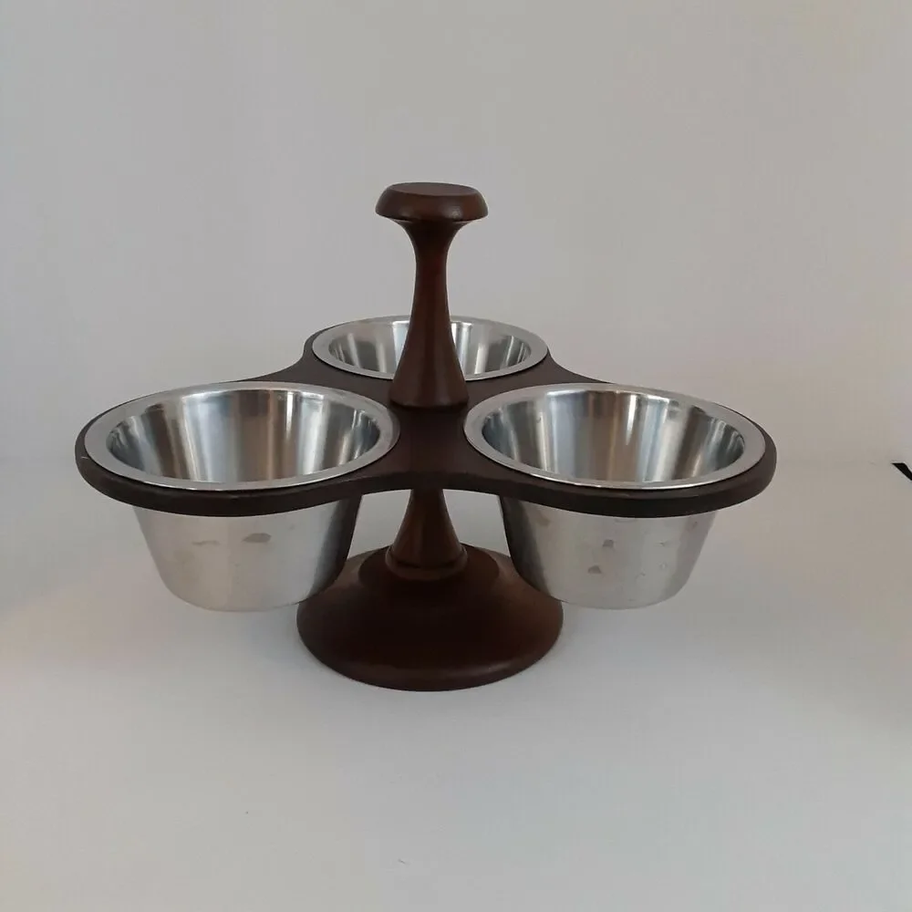 Vintage Margaret Studios Norwegian Condiment Servers & Caddy set.Mid Century
